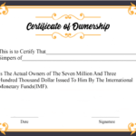 Certificate Of Ownership Template