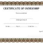 Certificate Of Ownership Template