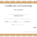 Certificate Of Ownership Template