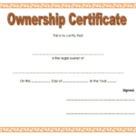 Certificate Of Ownership Template