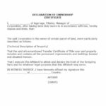 Certificate Of Ownership Template