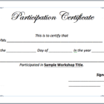 Certificate Of Participation In Workshop Template