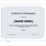 Certificate Of Participation Word Template