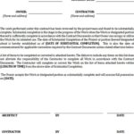 Certificate Of Substantial Completion Template