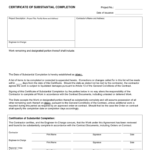 Certificate Of Substantial Completion Template