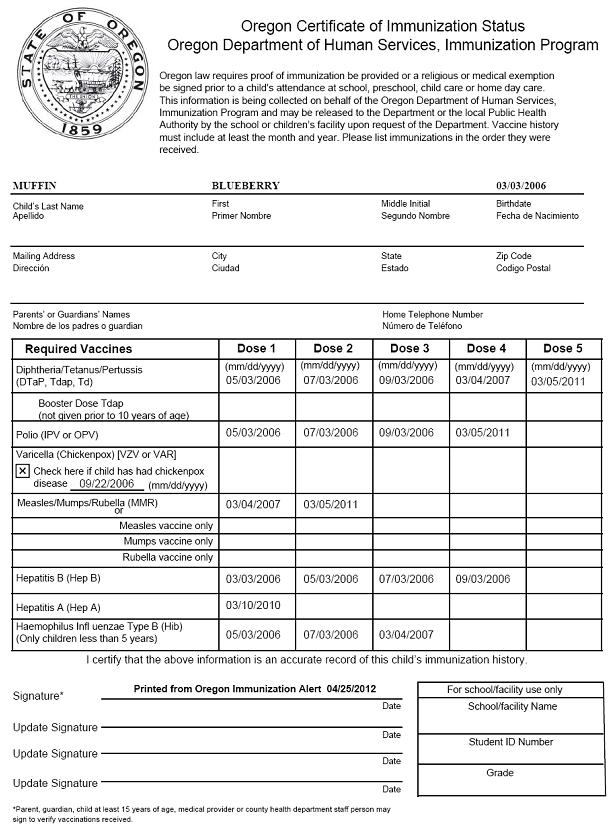 Certificate Of Vaccination Template