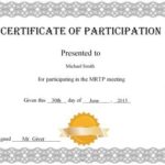 Certification Of Participation Free Template