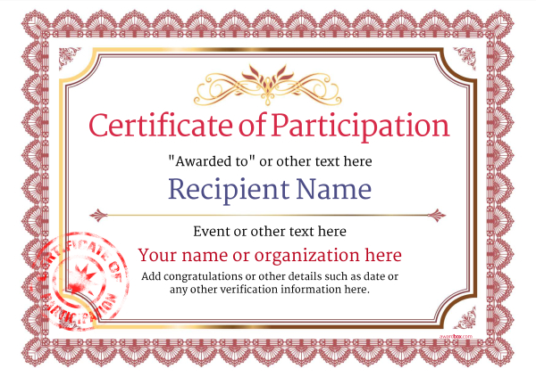 Certification Of Participation Free Template