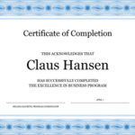 Class Completion Certificate Template