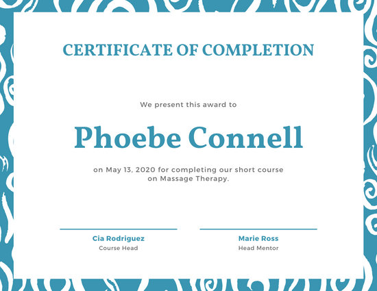 Class Completion Certificate Template