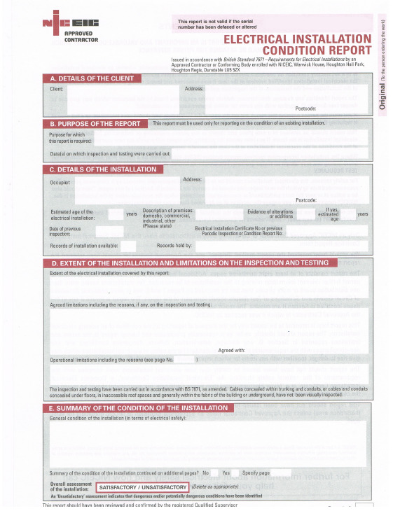 Electrical Installation Test Certificate Template