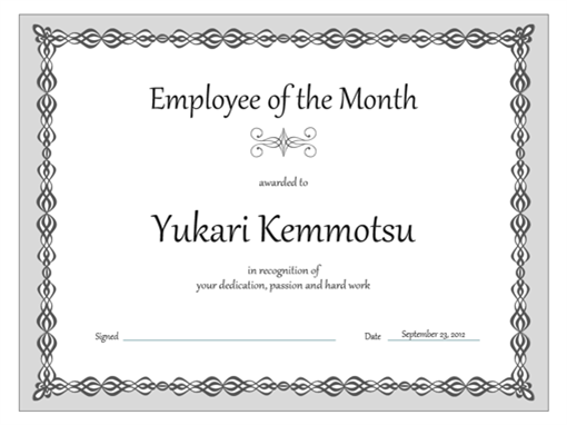 Employee Recognition Certificates Templates Free