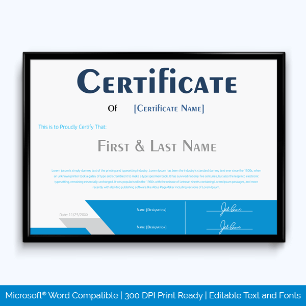 First Place Award Certificate Template