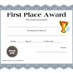 First Place Award Certificate Template