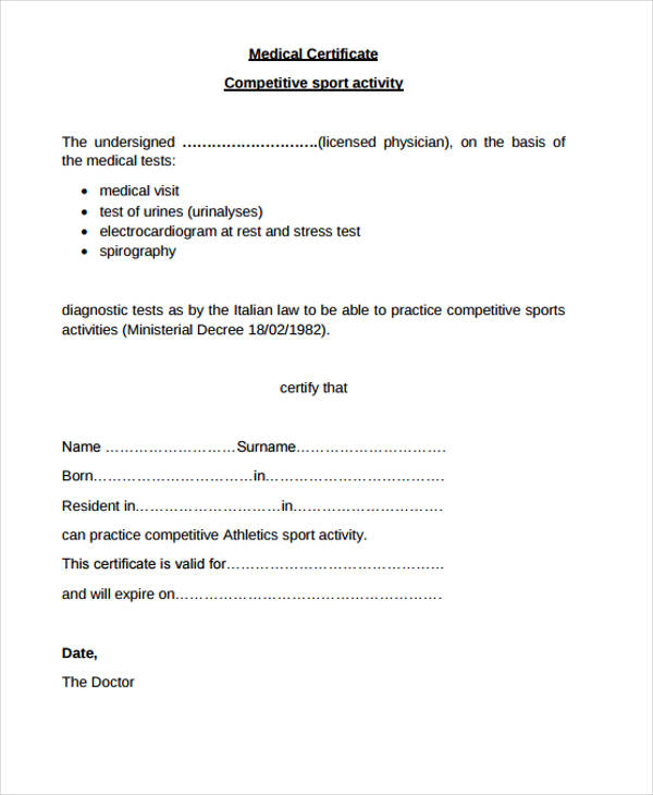 Fit To Fly Certificate Template
