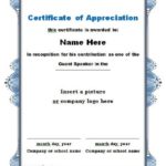 Formal Certificate Of Appreciation Template