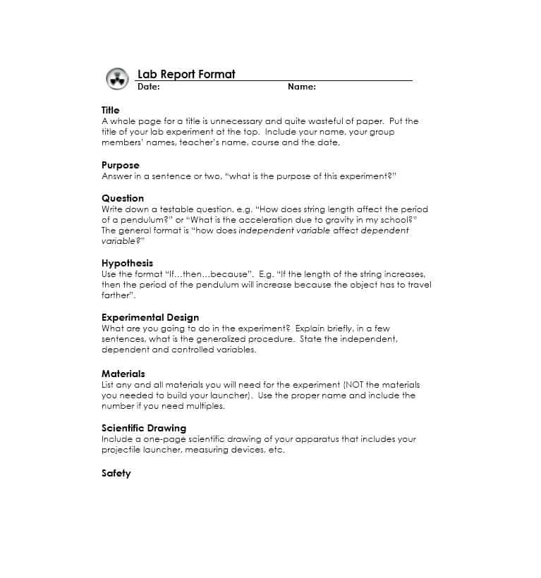 Formal Lab Report Template