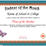 Free Printable Student Of The Month Certificate Templates