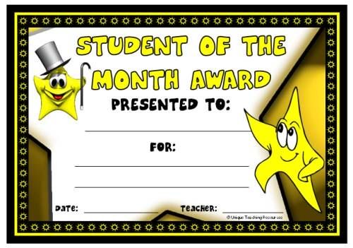 Free Printable Student Of The Month Certificate Templates