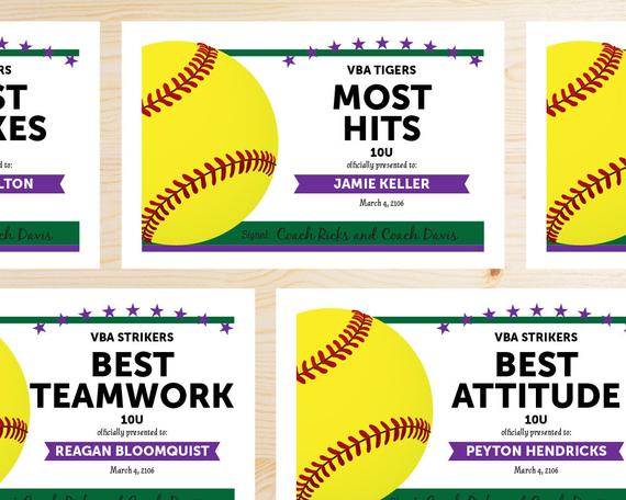 Free Softball Certificate Templates