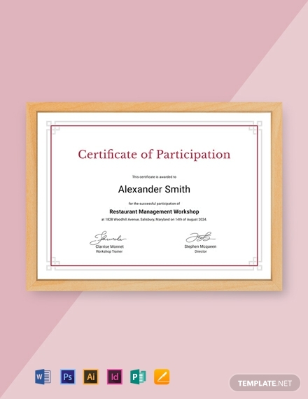 Free Templates For Certificates Of Participation