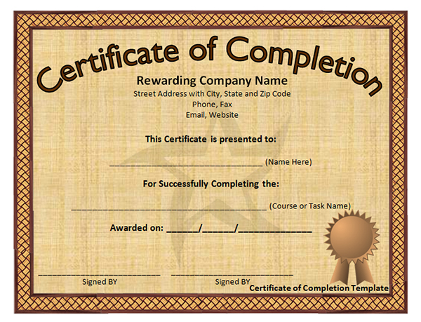 Free Training Completion Certificate Templates