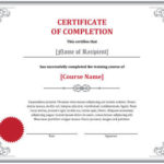 Free Training Completion Certificate Templates