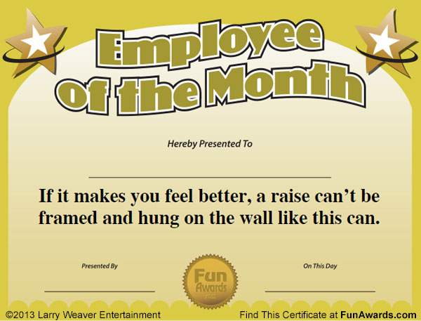 Funny Certificates For Employees Templates