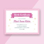 Girl Birth Certificate Template