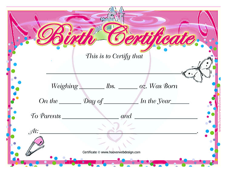 Girl Birth Certificate Template