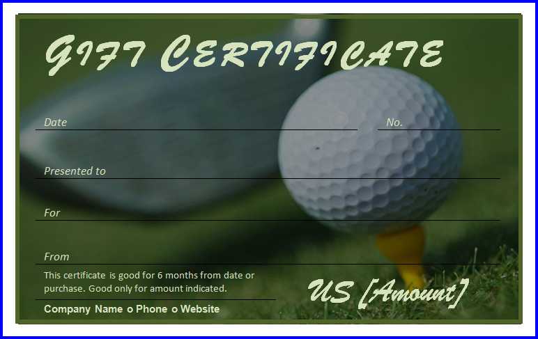 Golf Gift Certificate Template