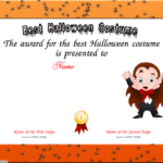 Halloween Costume Certificate Template