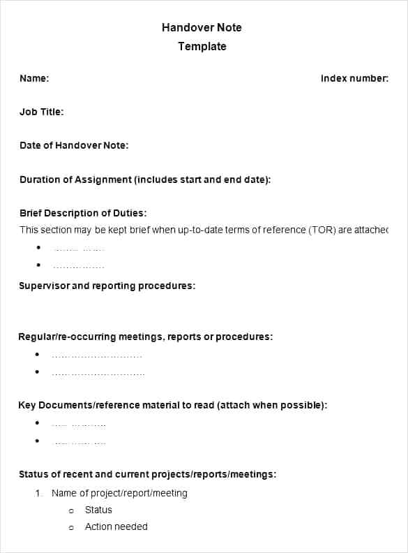 Handover Certificate Template