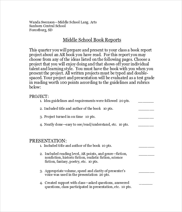 High School Book Report Template