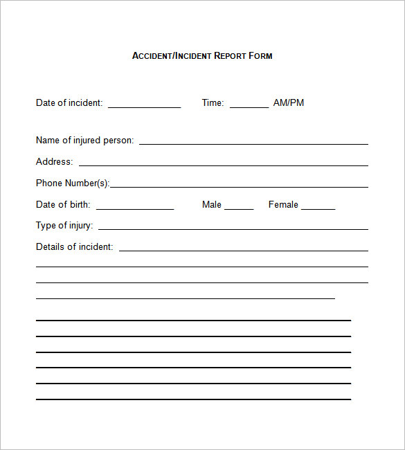 Incident Report Form Template Word