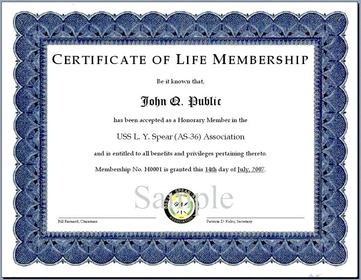 Life Membership Certificate Templates