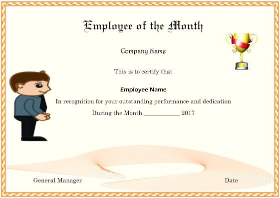 Manager Of The Month Certificate Template