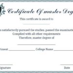 Masters Degree Certificate Template