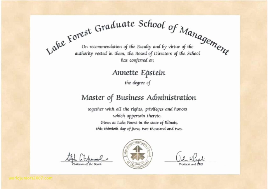 Masters Degree Certificate Template