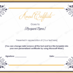 Microsoft Word Award Certificate Template