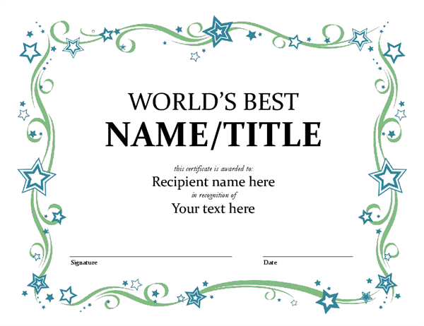 Microsoft Word Award Certificate Template