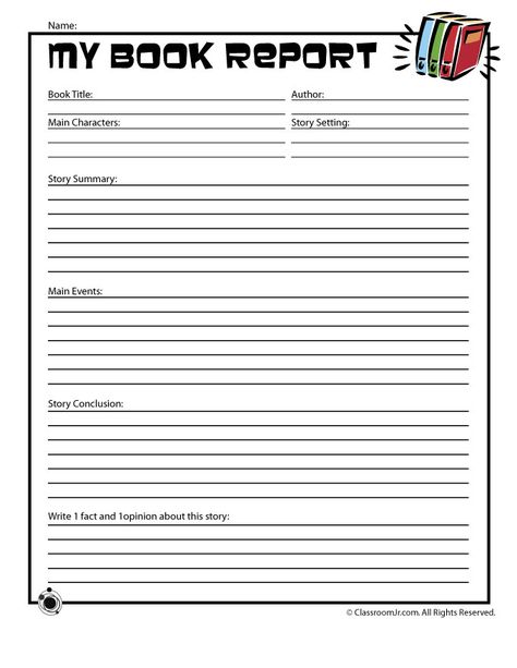 Middle School Book Report Template