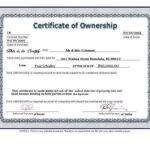 Ownership Certificate Template