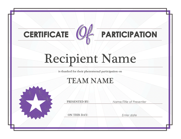 Participation Certificate Templates Free Download