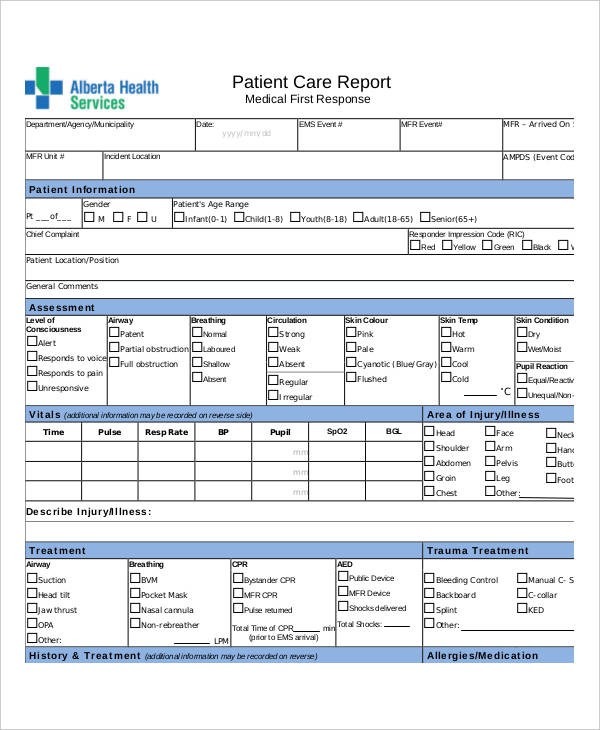 Patient Care Report Template