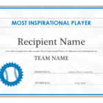 Player Of The Day Certificate Template