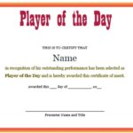 Player Of The Day Certificate Template