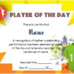 Player Of The Day Certificate Template