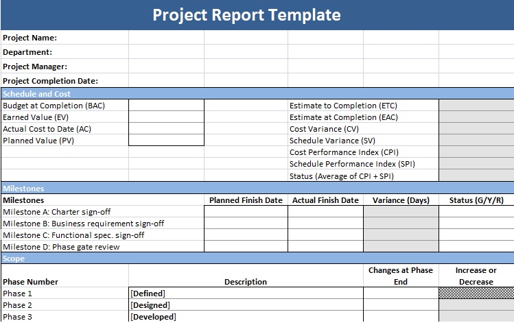 Project Management Status Report Template