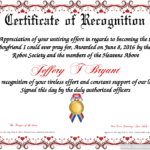 Sample Certificate Of Recognition Template